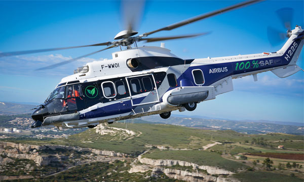 Airbus : Premier vol d'un hélicoptère fonctionnant avec du SAF à 100%