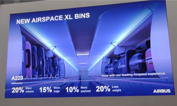 Airbus : la famille A220 bénéficiera aussi d'une cabine Airspace