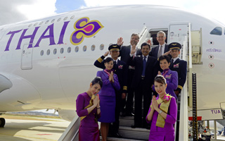 Photos : Thai Airways prsente la cabine de son A380