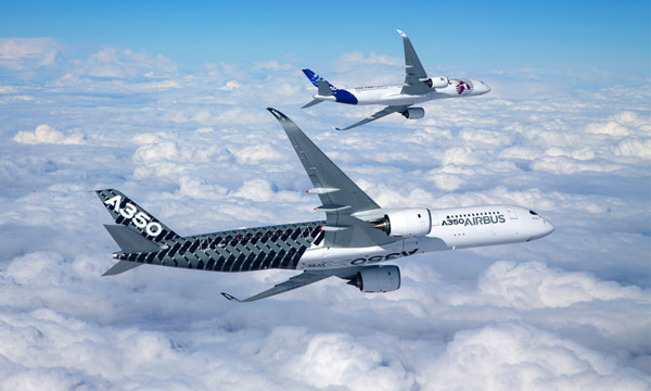 Airbus A350 : MSN2 et MSN4 volent en formation