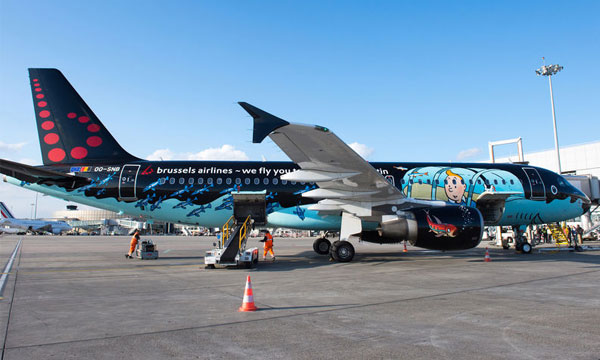 En photos : Tintin s'envole sur un A320 de Brussels Airlines