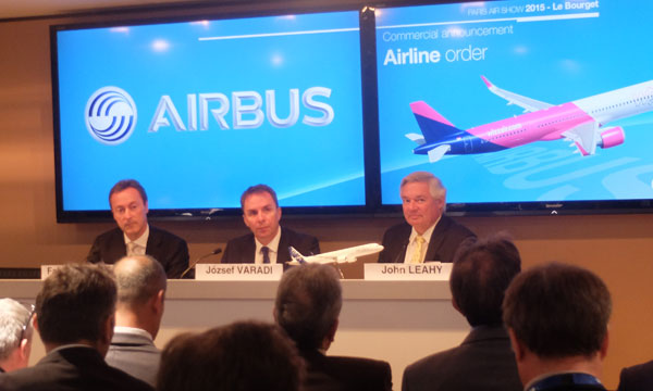 Bourget 2015 : commande surprise de Wizz Air pour 110 Airbus A321neo