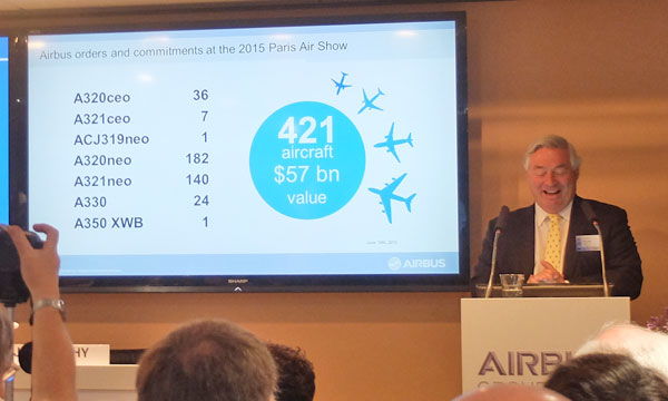 Bourget 2015 : Airbus et Boeing ont plac plus de 750 appareils pour plus de 100 milliards de dollars