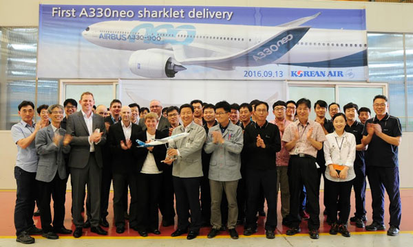 Korean Air livre le 1er jeu de Sharklets pour l'Airbus A330neo