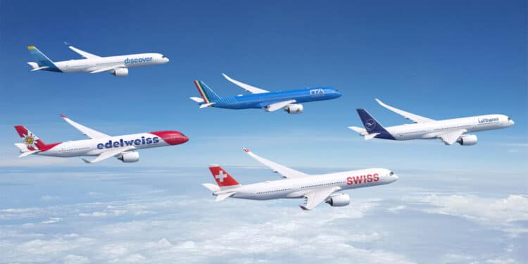 Le groupe Lufthansa dispose déjà d'Airbus A350-900 au sein des flottes de Lufthansa, SWISS, ITA Airways, Edelweiss et bientôt chez Discover (en 2027). Image Copyright Deutsche Lufthansa AG
