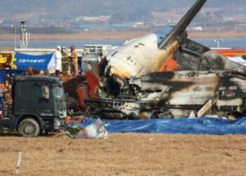 L'épave du 737-800 de Jeju Air.  Photo © DR
