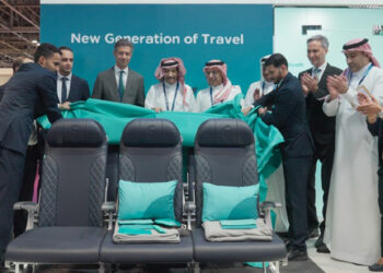 Les nouveaux fauteuils de flynas ont été dévoilés à l'occasion du salon Arabian Travel Market, qui se tient en ce moment à Dubaï. © flynas