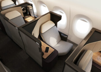La classe affaires de l'A350-1000ULR de Qantas pour le projet Sunrise. © Qantas