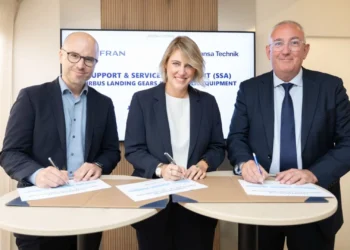 Safran Landing Systems et Lufthansa Technik ont signé un contrat de support et de services (SSA) d’une durée de 10 ans destiné aux trains d’atterrissage et aux équipements hydrauliques  des Airbus des familles A320, A330, A340 et A350. Photo Copyright Safran